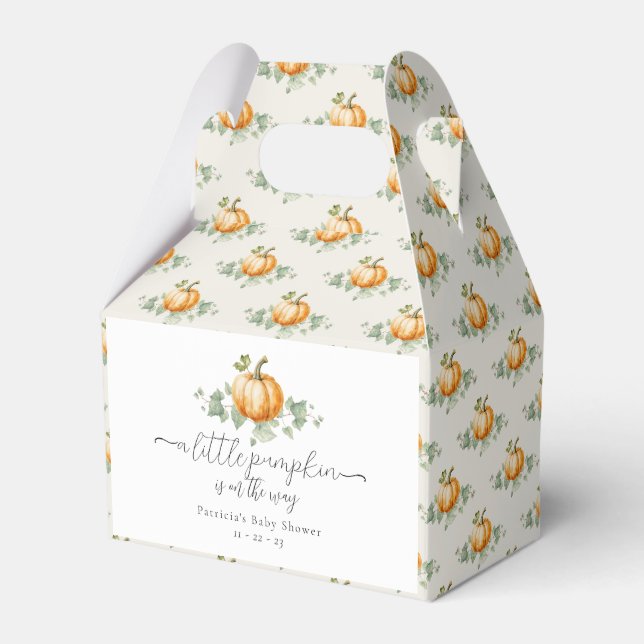 Pumpkin Baby Shower Gender Neutral Favor Box (Front Side)