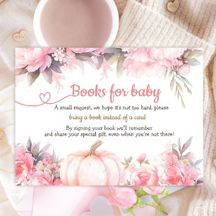 Pumpkin Baby Shower Girl Pink Fall Books for Baby Enclosure Card