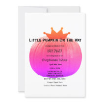 Pumpkin Baby Shower Girls Pink Abstract QR Code Invitation