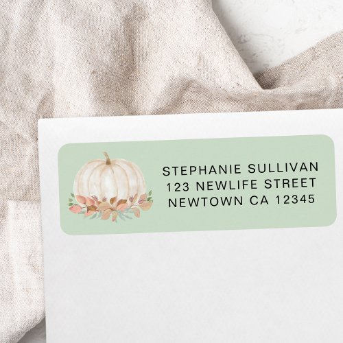 Pumpkin Baby Shower Green Return Address Label