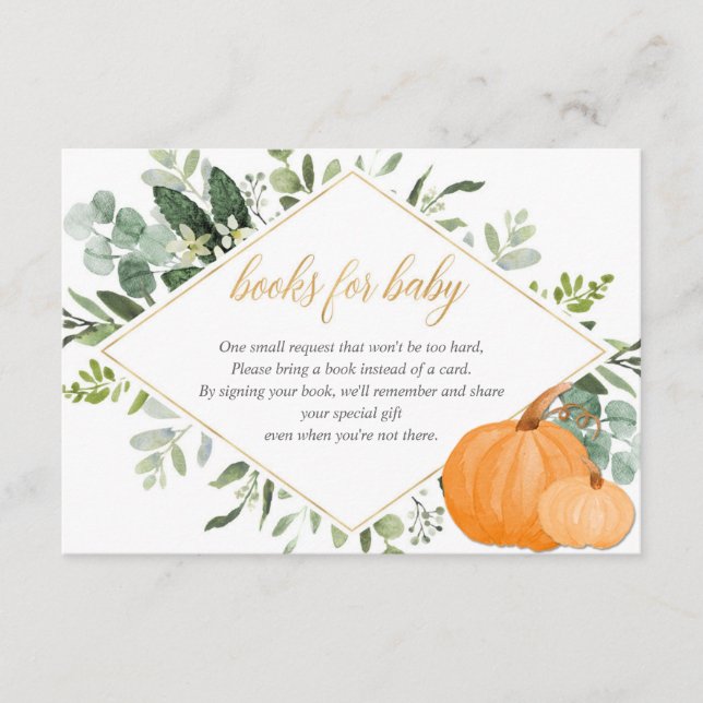 Pumpkin baby shower greenery book instead of card (Front)