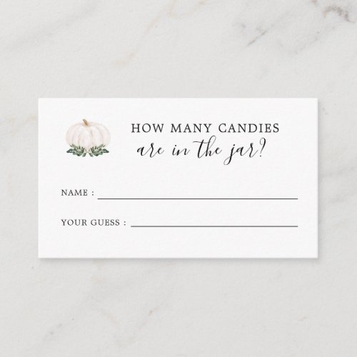 Pumpkin Baby Shower Guess How Many Candies  Enclosure Card