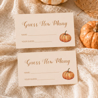 Pumpkin Baby Shower Guess How Many Game Enclosure Card