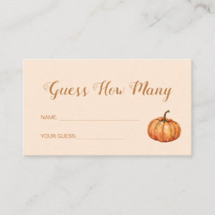 Pumpkin Baby Shower Guess How Many Game Enclosure Card