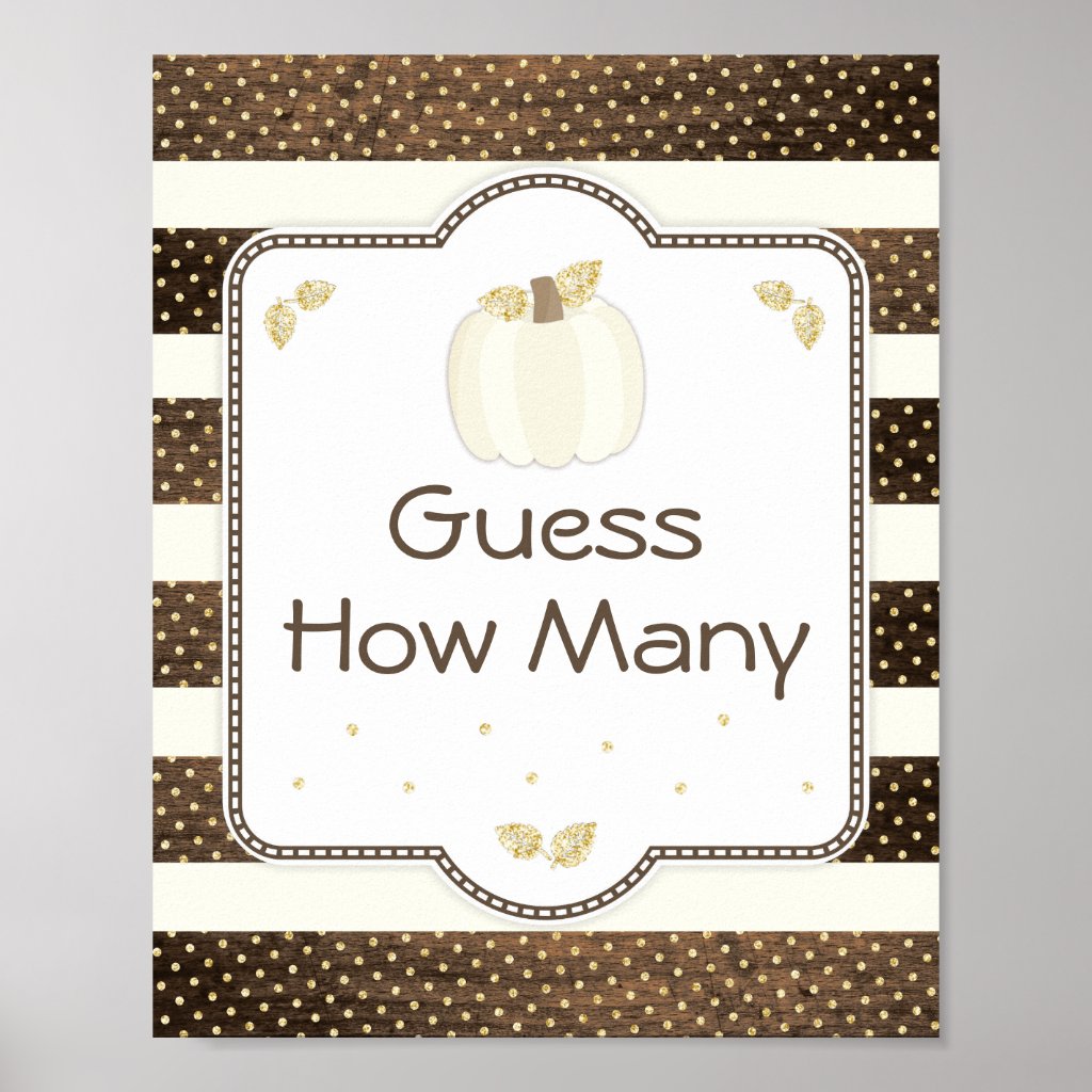 Pumpkin Baby Shower Guess How Many Game on Wood Poster