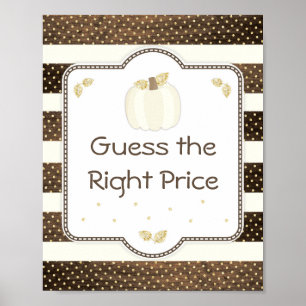 Pumpkin Baby Shower Guess Price Game, Wood Ivory Poster