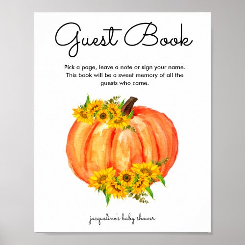 Pumpkin Baby Shower Guest Book 