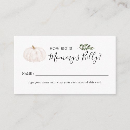 Pumpkin Baby Shower How Big Is Mommys Belly Enclosure Card
