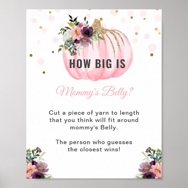 Pumpkin Baby Shower How Big is Mommy's Belly Game Poster (Front)