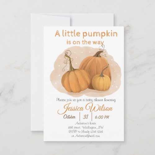 Pumpkin Baby Shower Invitation