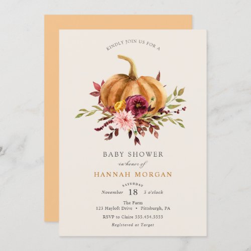 Pumpkin Baby Shower invitation