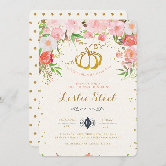 Pumpkin Baby Shower Invitation (Front/Back)