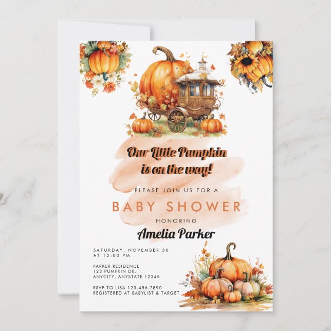 Pumpkin Baby Shower invitation (Front)
