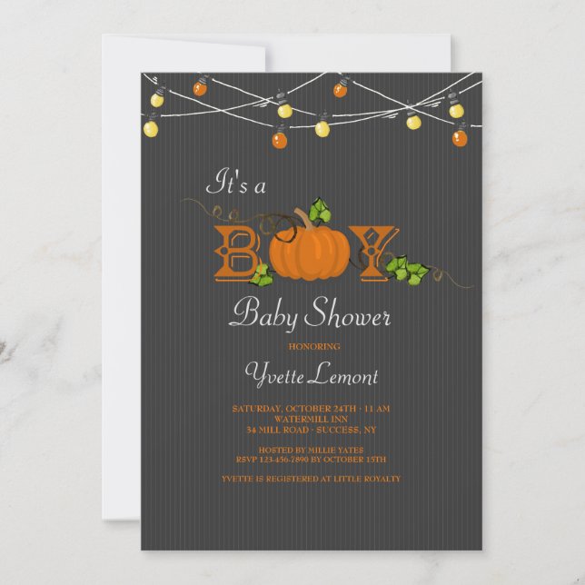 Pumpkin Baby Shower Invitation (Front)