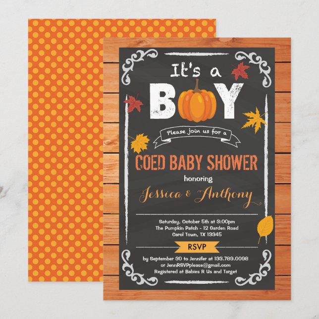 Pumpkin Baby Shower invitation (Front/Back)
