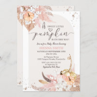 Pumpkin Baby Shower Invitation Boho Girl