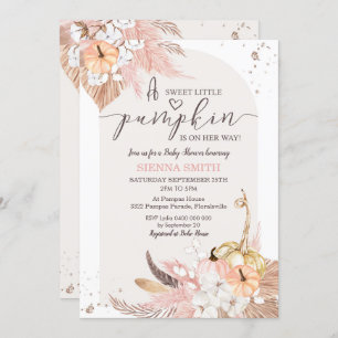 Pumpkin Baby Shower Invitation Boho Girl