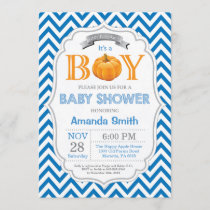 Pumpkin Baby Shower Invitation Fall Autumn Boy