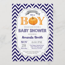 Pumpkin Baby Shower Invitation Fall Autumn Boy