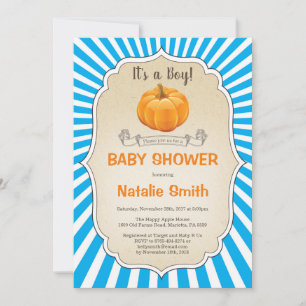 Pumpkin Baby Shower Invitation Fall Autumn Boy