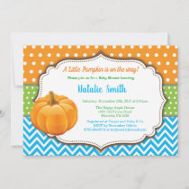 Pumpkin Baby Shower Invitation Fall Autumn Boy