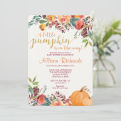 Pumpkin baby shower invitation, fall baby shower invitation (Standing Front)
