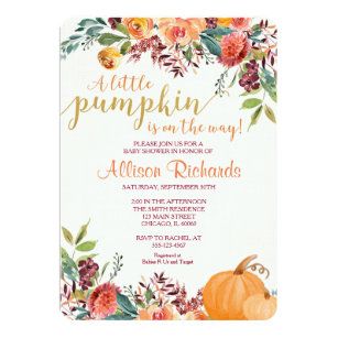 Pumpkin Baby Shower Invitations Zazzle