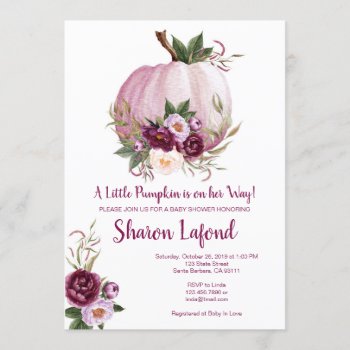 Pumpkin Baby Shower Invitation For A Girl by Pixabelle at Zazzle