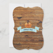Pumpkin baby shower invitation rustic wood chalk (Back)