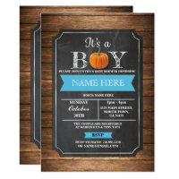 Pumpkin Baby Shower It's a Boy Party blue Invite