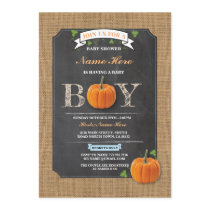 Pumpkin Baby Shower It's a Boy Party rustic Invite