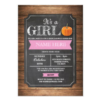 Pumpkin Baby Shower It's a Girl Party Pink Invite