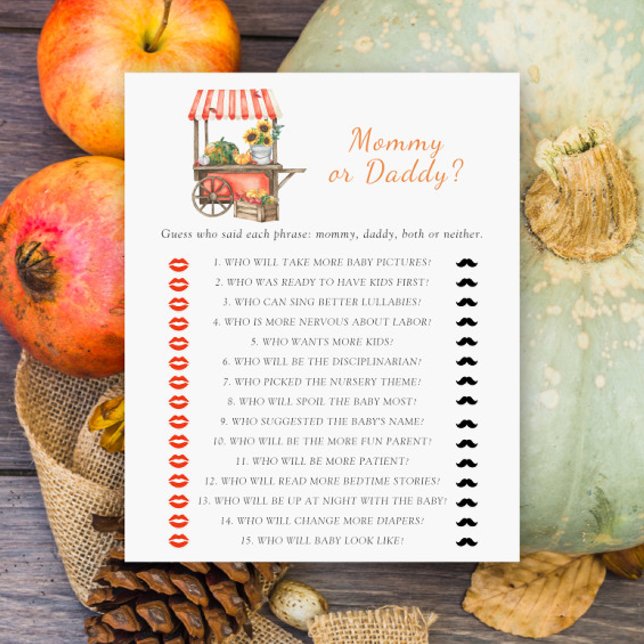 Pumpkin Baby shower Mommy Daddy baby shower game (Creator Uploaded)