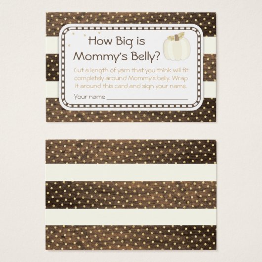 Pumpkin Baby Shower Mommy's Belly Game, Wood Ivory (Front & Back)