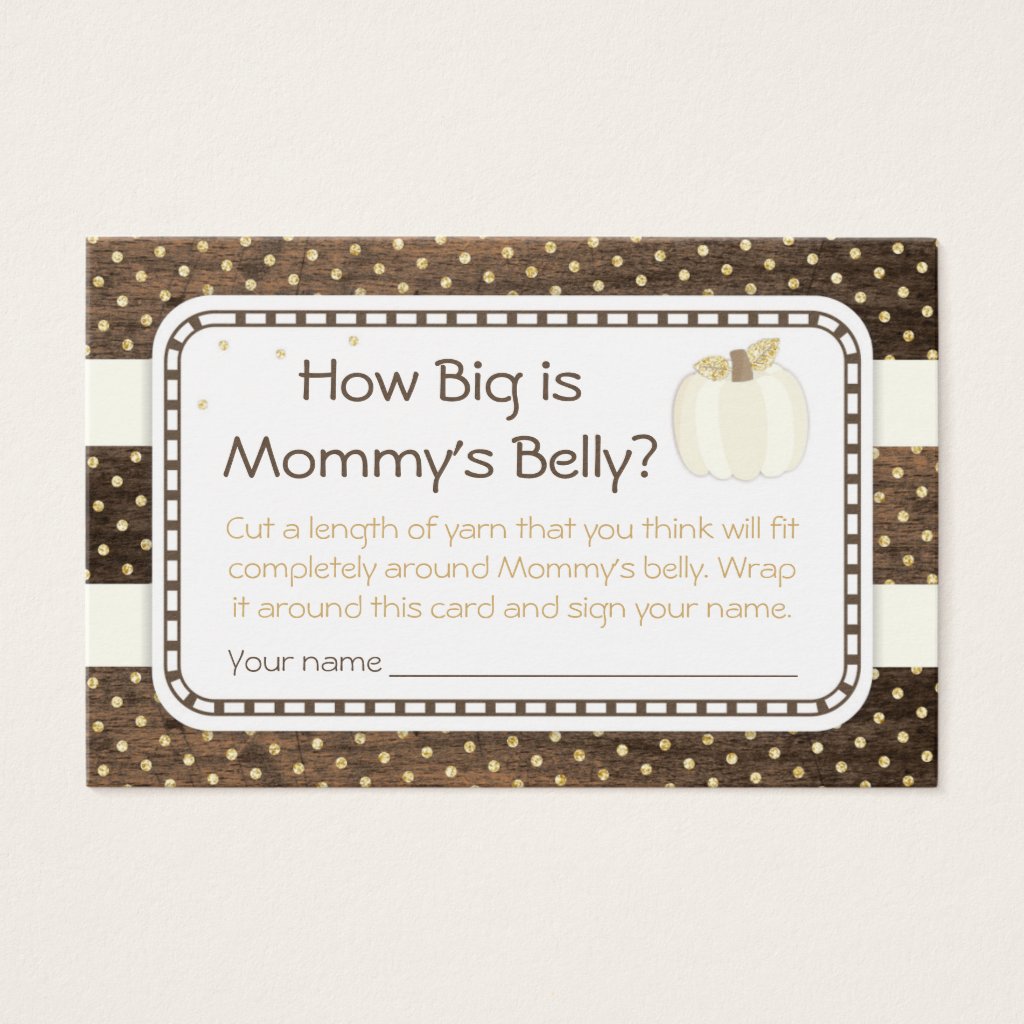 Pumpkin Baby Shower Mommy's Belly Game, Wood Ivory