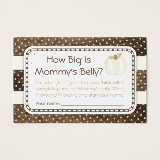 Pumpkin Baby Shower Mommy's Belly Game, Wood Ivory (Front)
