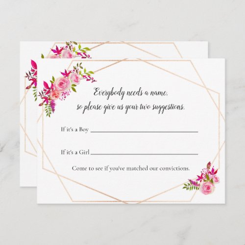 Pumpkin Baby Shower Name Suggestion Game Floral Invitation