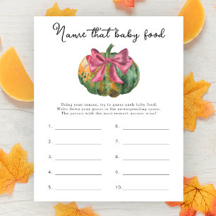 Pumpkin baby shower Name that baby food game