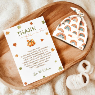 Pumpkin Baby Shower Neutral Cute Thank You Card