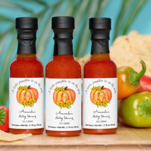 Pumpkin Baby Shower Orange White  Hot Sauces