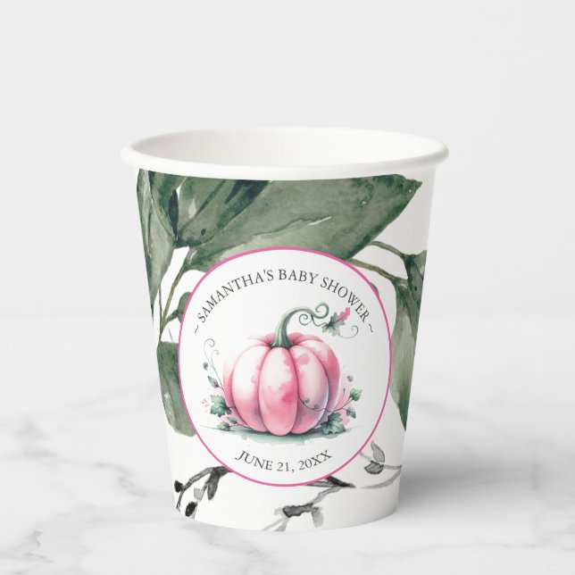 Pumpkin Baby Shower Paper Cups Template (Front)