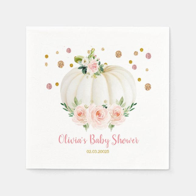Pumpkin Baby Shower Paper Napkins (Front)