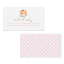 Pumpkin Baby Shower Pink Floral Books for baby Enclosure Card