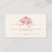 Pumpkin Baby Shower Pink Girl Diaper Raffle Enclosure Card