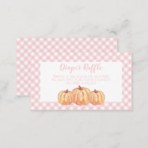 Pumpkin Baby Shower Pink Plaid Diaper Raffle Enclosure Card