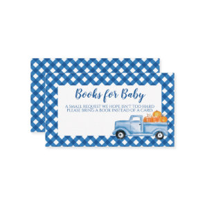 Pumpkin Baby Shower Plaid Truck books for baby Enclosure Card