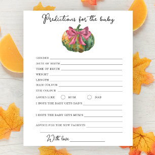 Pumpkin baby shower - predictions and advice baby