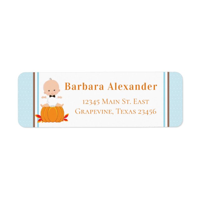 Pumpkin Baby Shower Return Address Labels (Front)
