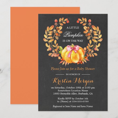 Pumpkin Baby Shower | Rustic Autumn Chalkboard Card