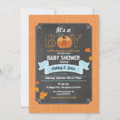 Pumpkin baby shower rustic burlap chalkboard invitation (Front)